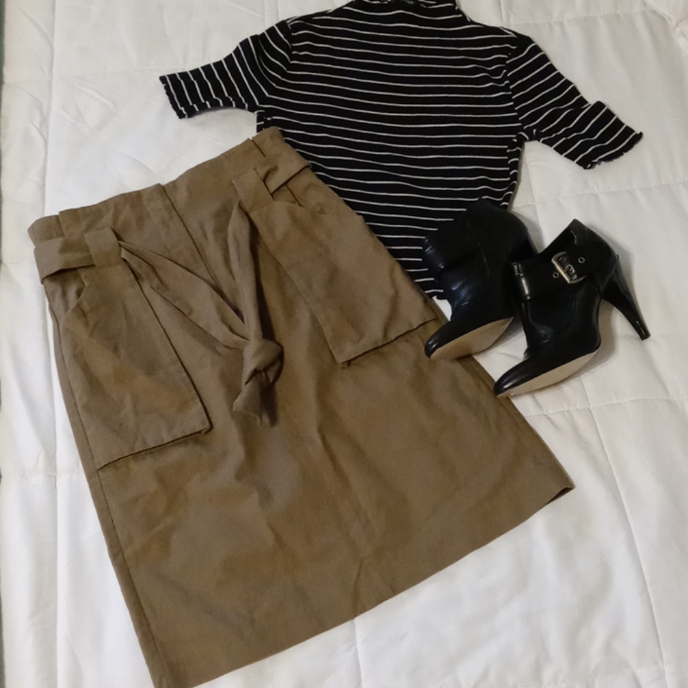 H&M Army Green A-line Midi Skirt 6